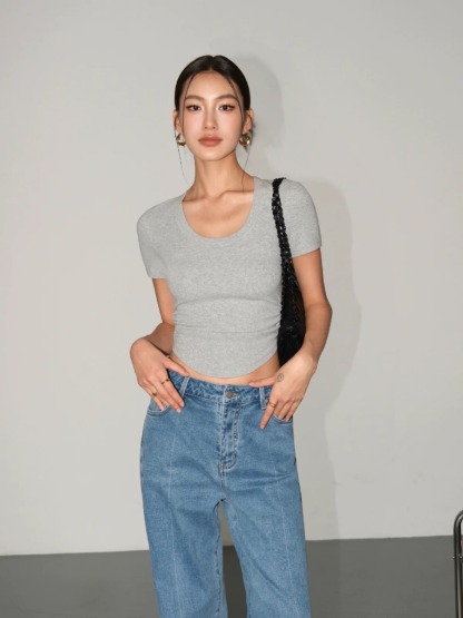 Moning Round Neck Top-The Black Bow-