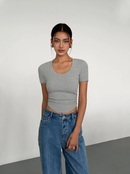 Moning Round Neck Top-The Black Bow-