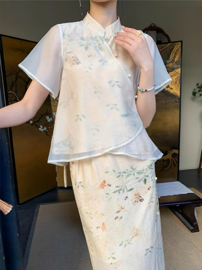 Ding Xiang Oriental Top & Skirt Set-The Black Bow-