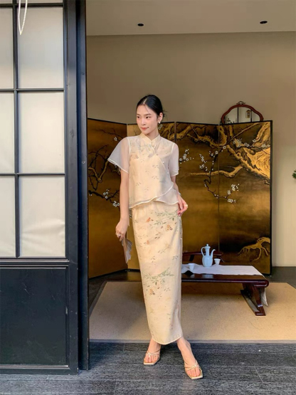 Ding Xiang Oriental Top & Skirt Set-The Black Bow-