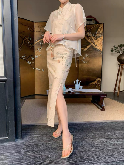 Ding Xiang Oriental Top & Skirt Set-The Black Bow-