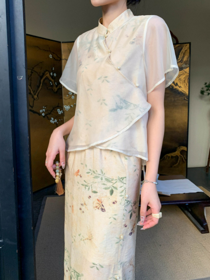 Ding Xiang Oriental Top & Skirt Set-The Black Bow-