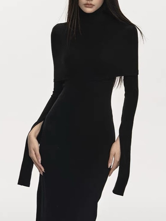  Zaaya Two Way Round Neck/ High Neck Padded Knit Dress