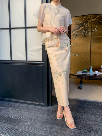 Ding Xiang Oriental Top & Skirt Set-The Black Bow-