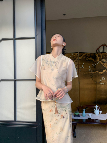 Ding Xiang Oriental Top & Skirt Set-The Black Bow-