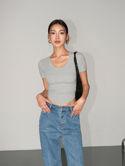 Moning Round Neck Top-The Black Bow-