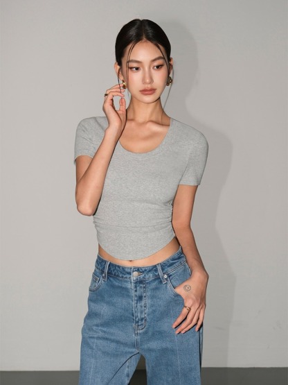 Moning Round Neck Top-The Black Bow-