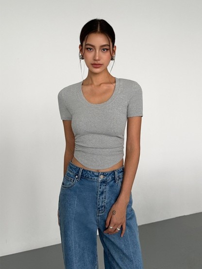 Moning Round Neck Top-The Black Bow-
