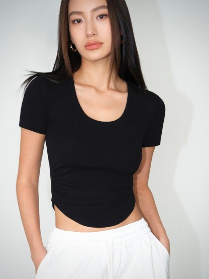Moning Round Neck Top-The Black Bow-