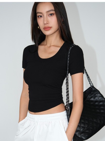 Moning Round Neck Top-The Black Bow-