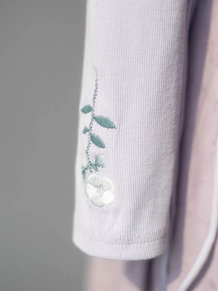 Pan Chu Embroided Sleeve Wrap Top