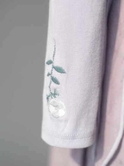 Pan Chu Embroided Sleeve Wrap Top