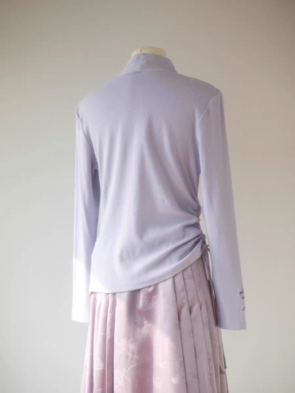 Pan Chu Embroided Sleeve Wrap Top