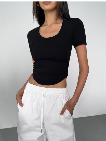Moning Round Neck Top-The Black Bow-