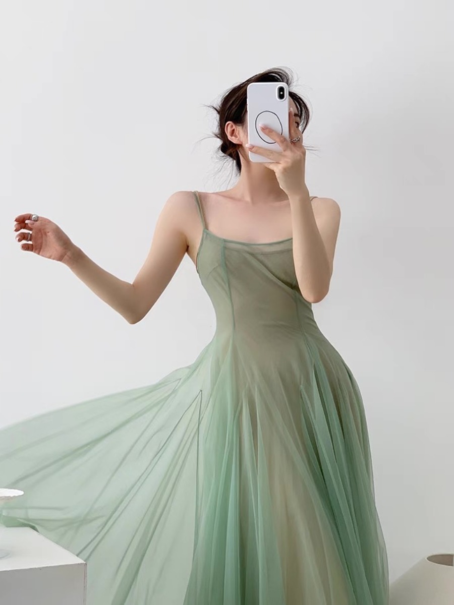 Kyaya Sheer Flare Dress -The Black Bow