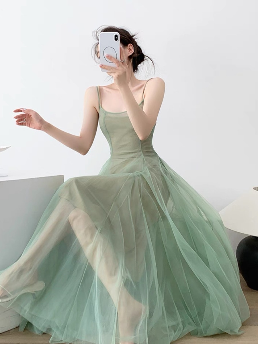 Kyaya Sheer Flare Dress -The Black Bow