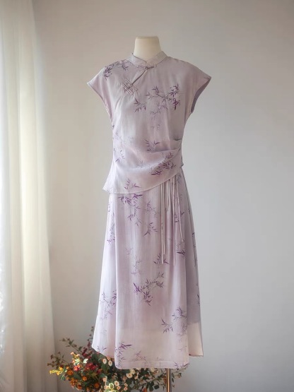 Pan Cheong Bamboo Printing Oriental Skirt Set