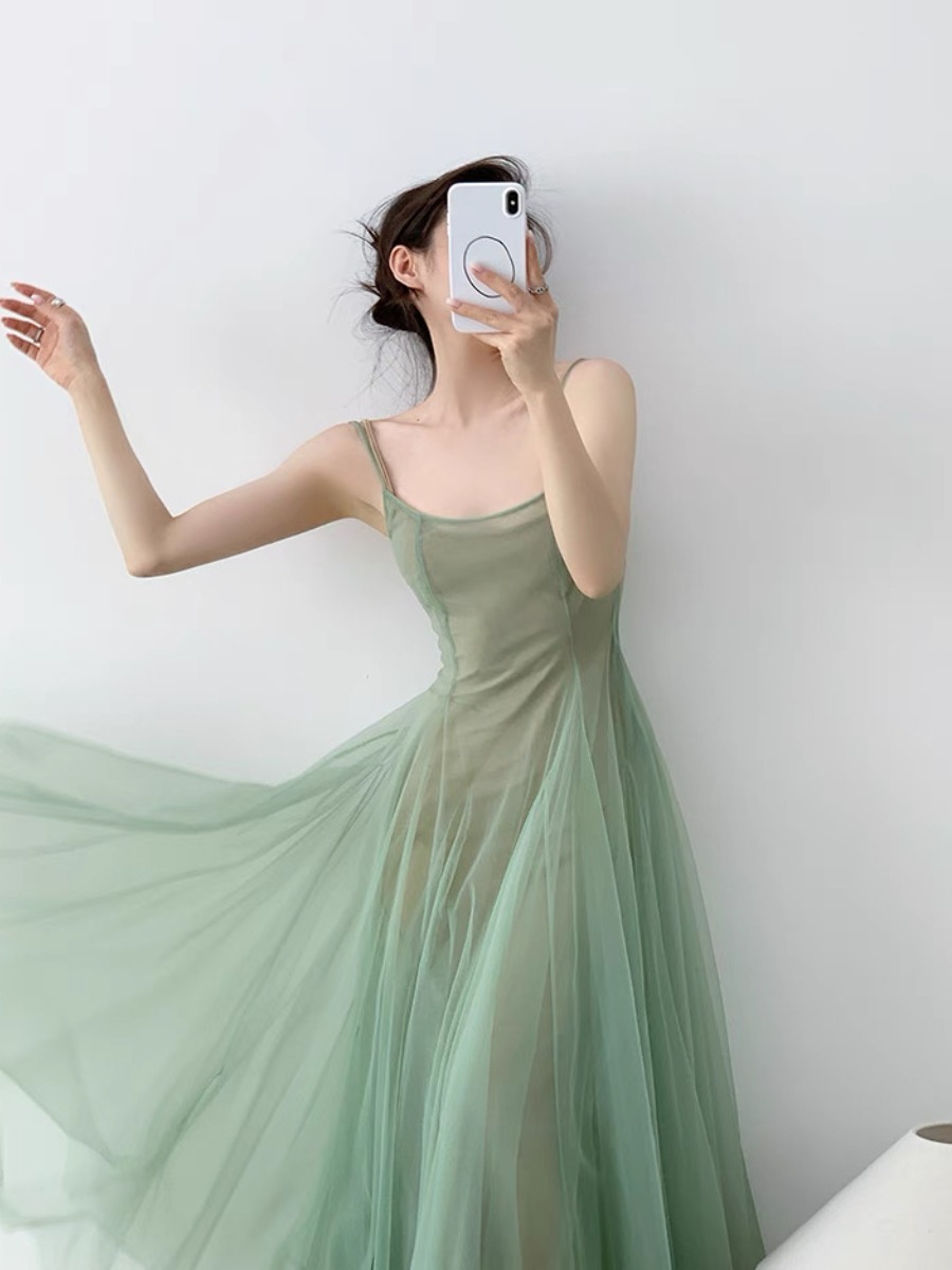 Kyaya Sheer Flare Dress -The Black Bow