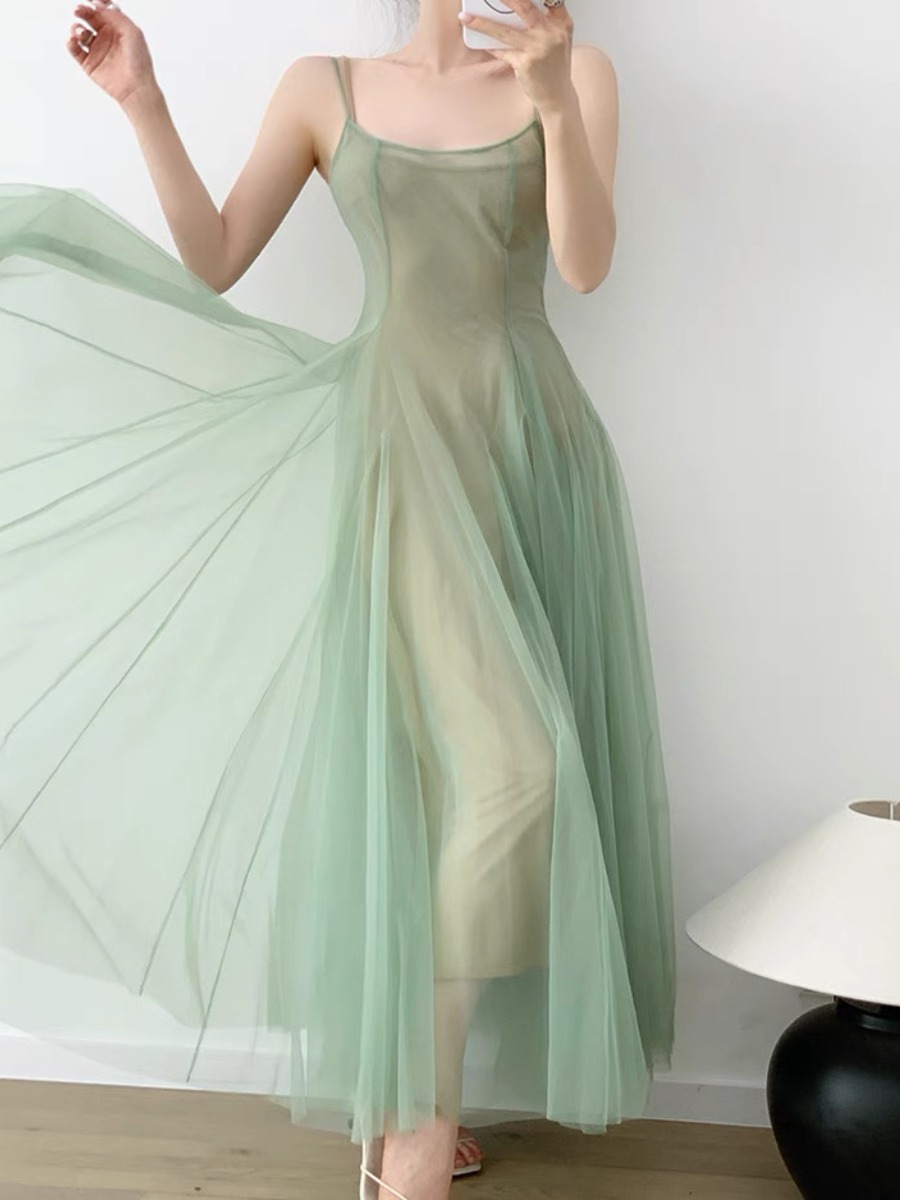 Kyaya Sheer Flare Dress -The Black Bow
