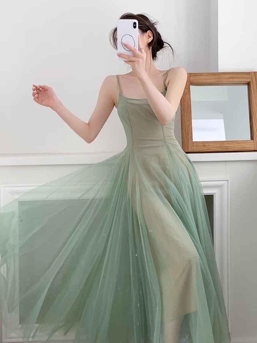 Kyaya Sheer Flare Dress -The Black Bow