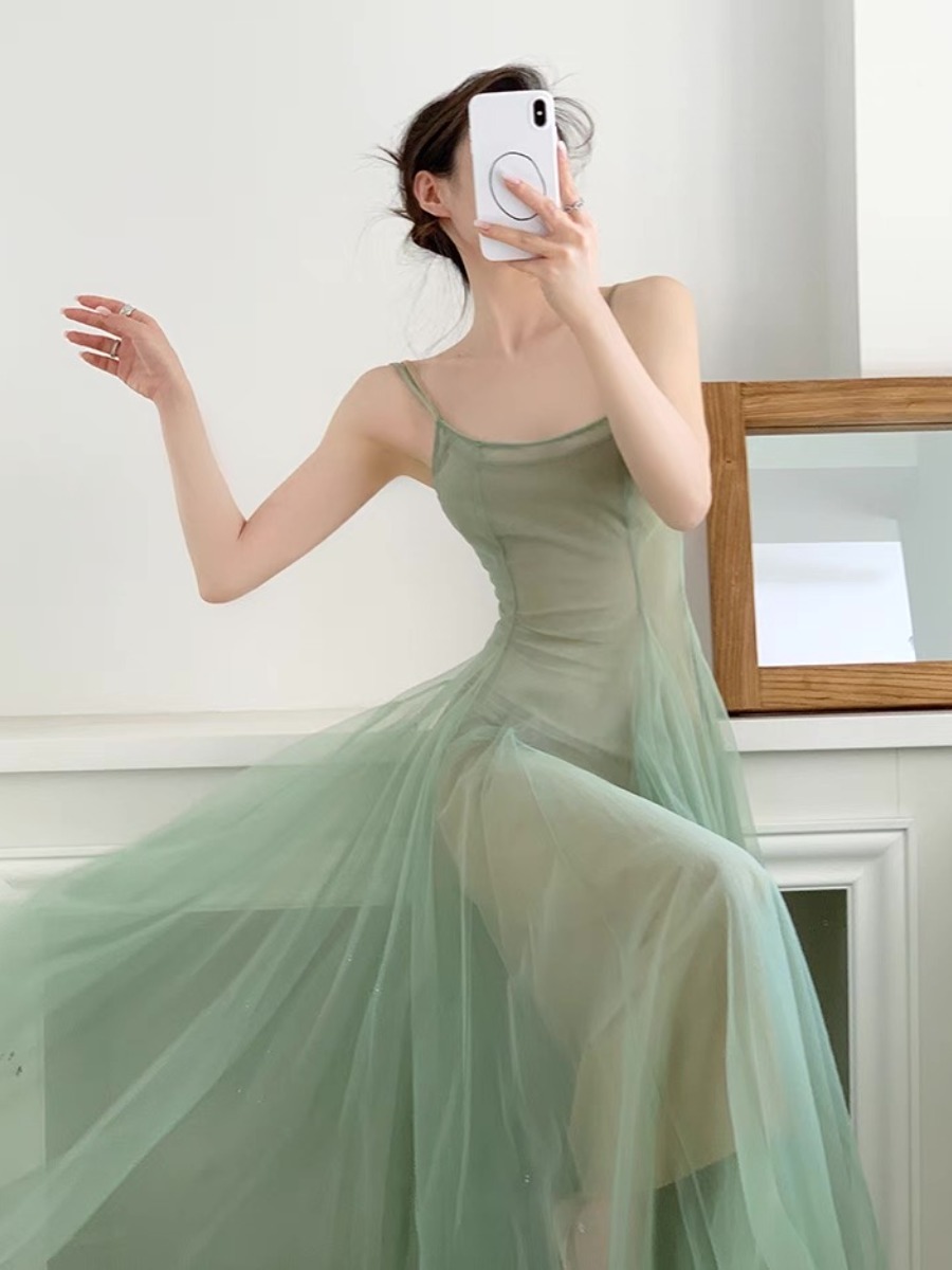 Kyaya Sheer Flare Dress -The Black Bow