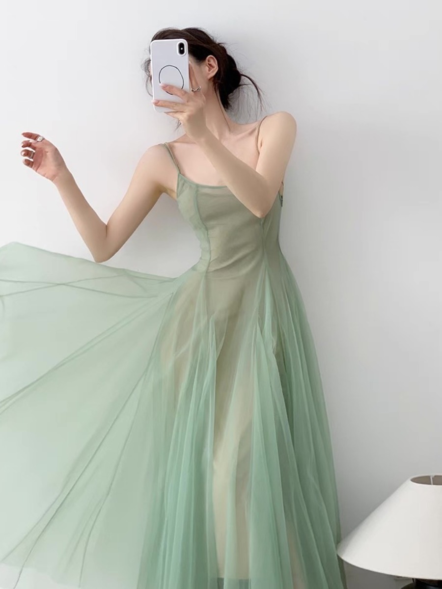 Kyaya Sheer Flare Dress -The Black Bow