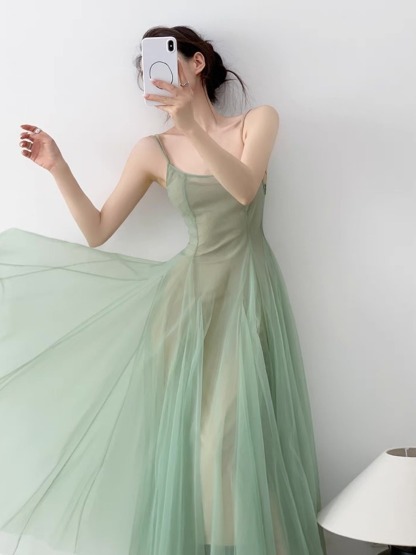 Kyaya Sheer Flare Dress -The Black Bow