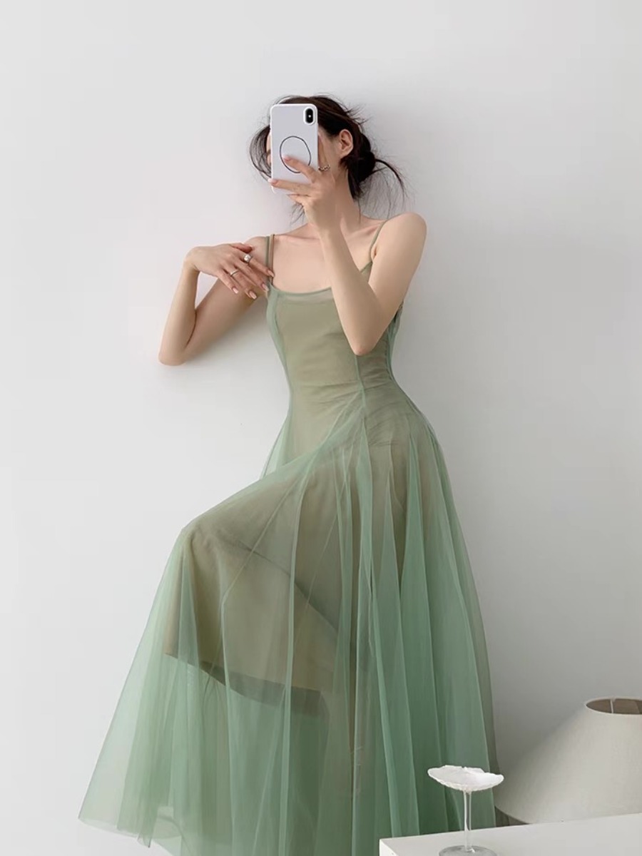 Kyaya Sheer Flare Dress -The Black Bow