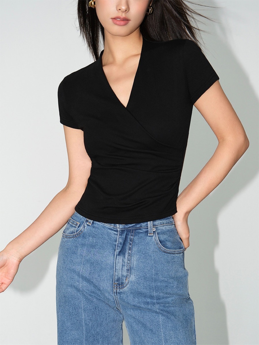 Meesy V-Neck Top-The Black Bow-