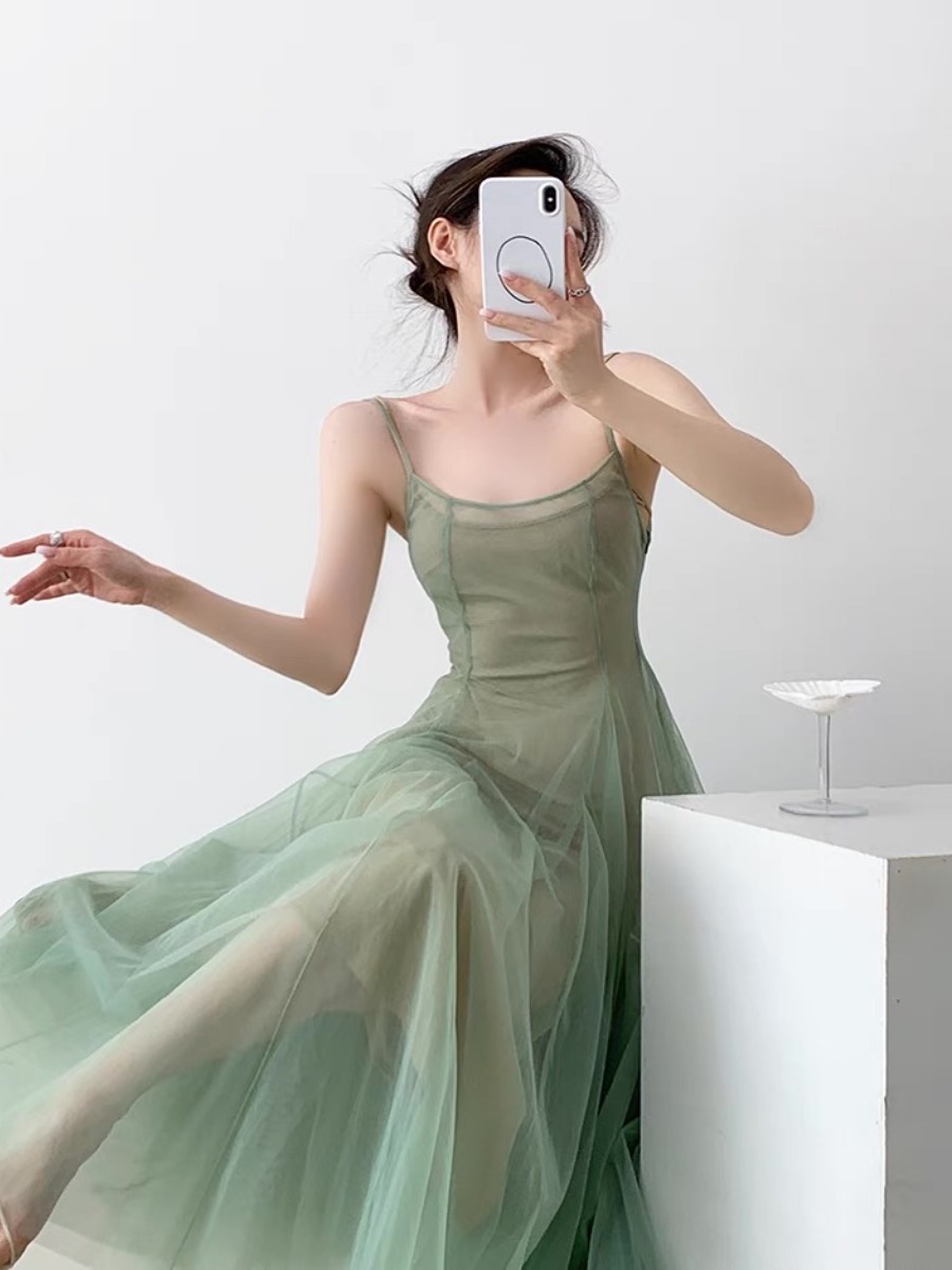 Kyaya Sheer Flare Dress -The Black Bow