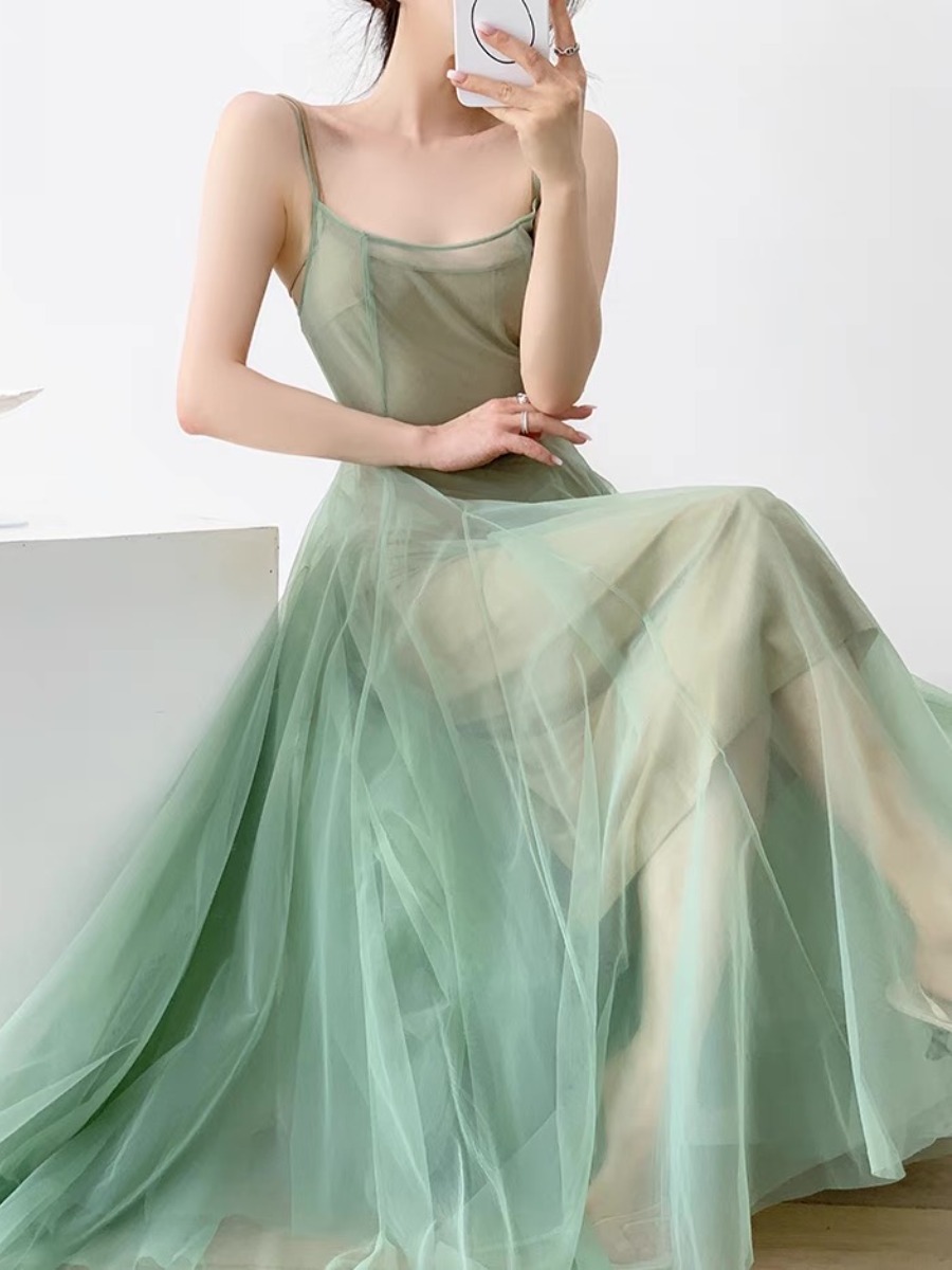 Kyaya Sheer Flare Dress -The Black Bow