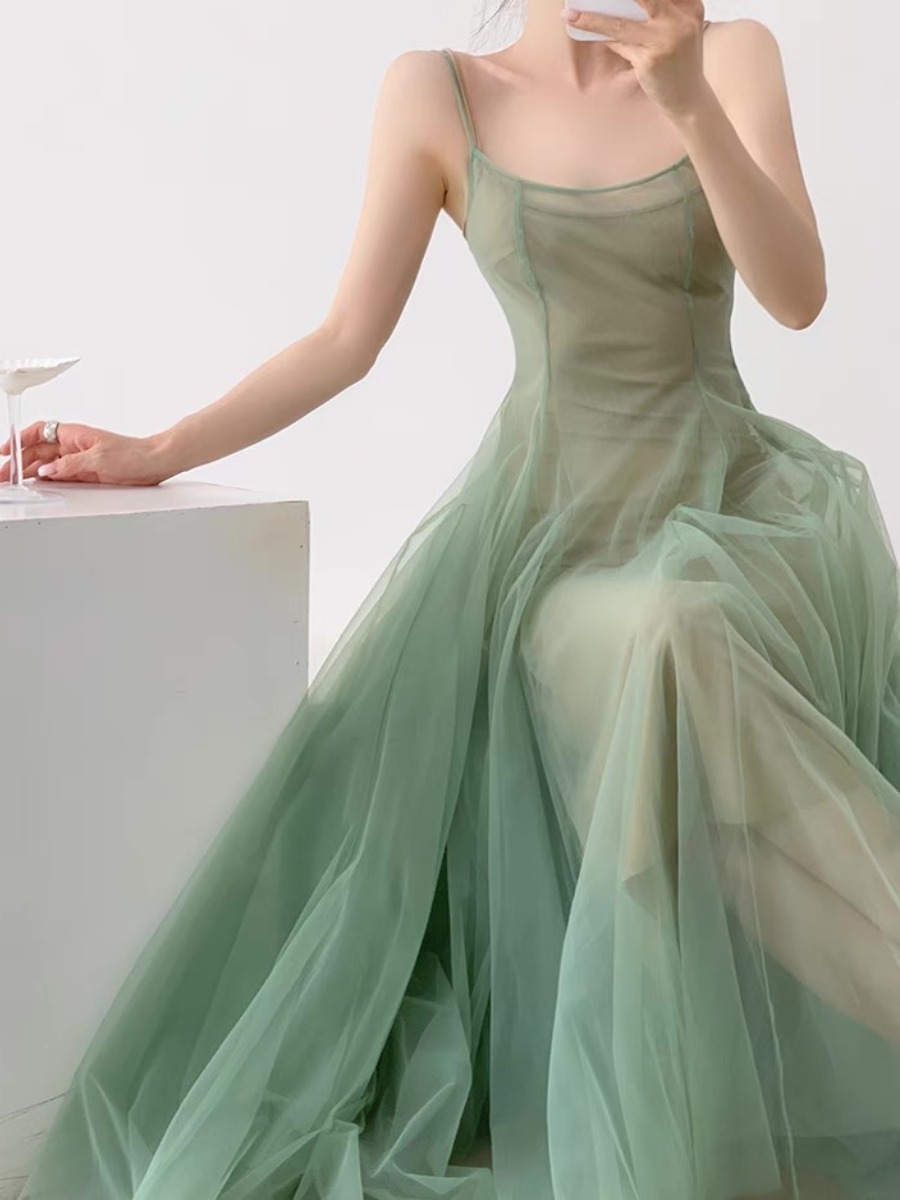 Kyaya Sheer Flare Dress -The Black Bow