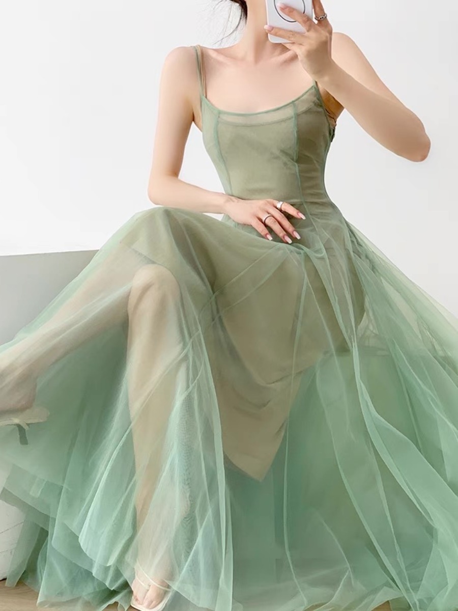 Kyaya Sheer Flare Dress -The Black Bow