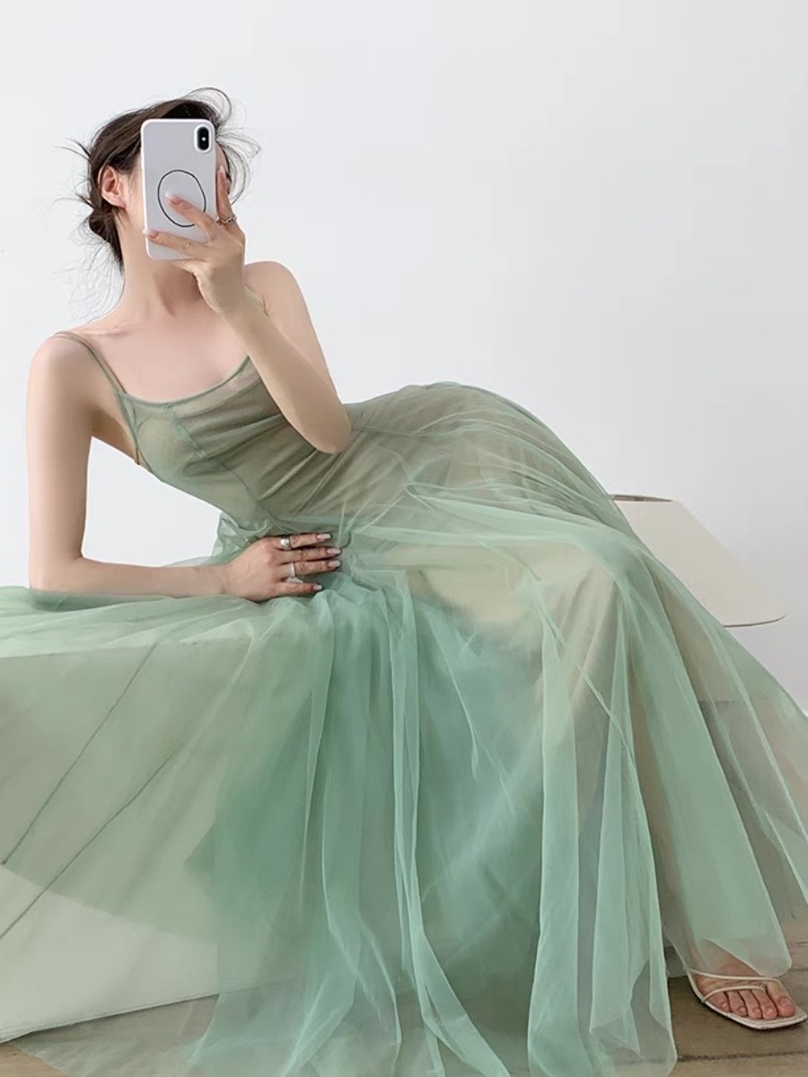 Kyaya Sheer Flare Dress -The Black Bow