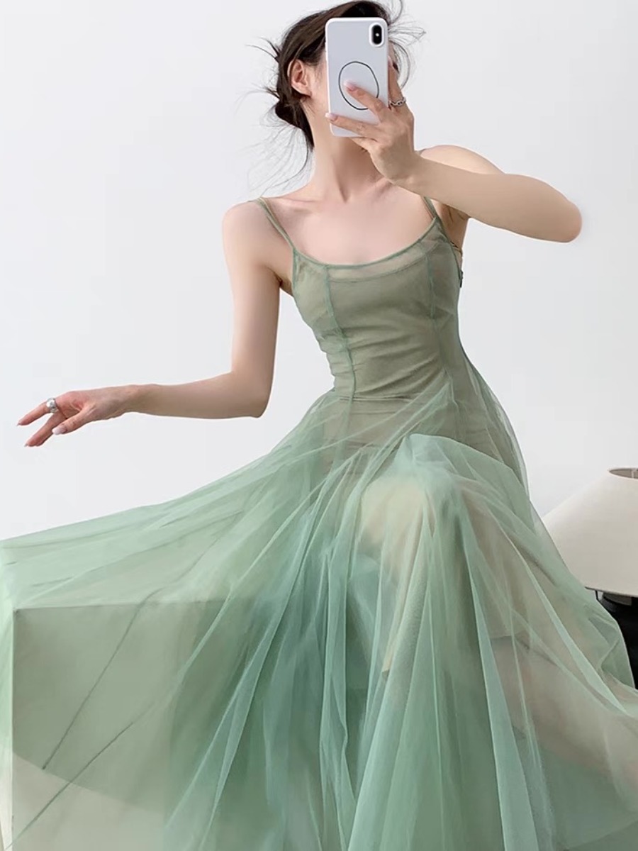 Kyaya Sheer Flare Dress -The Black Bow