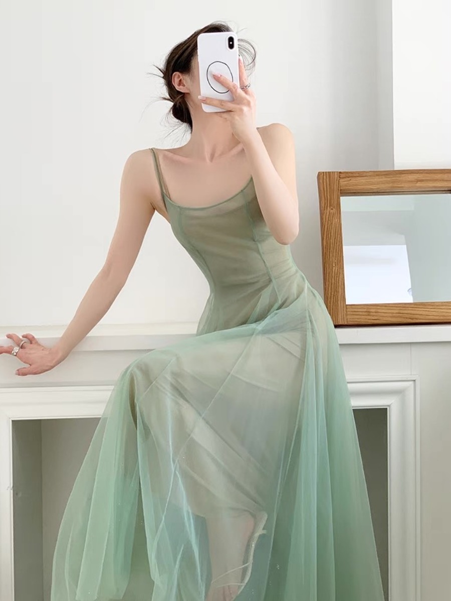 Kyaya Sheer Flare Dress -The Black Bow