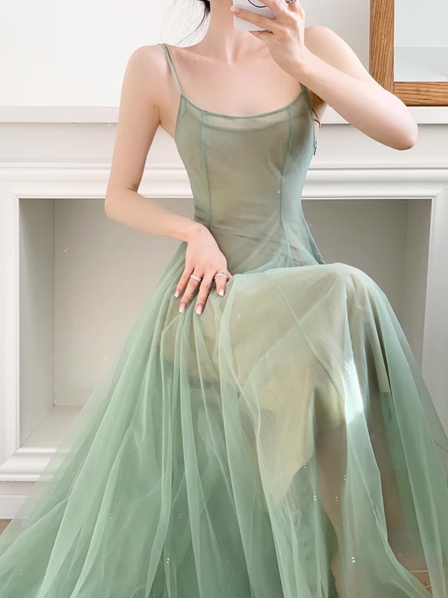 Kyaya Sheer Flare Dress -The Black Bow