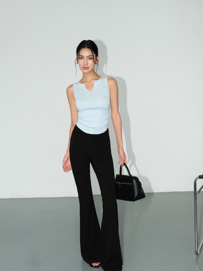 Macy Open Neck Sleeveless Top-The Black Bow-