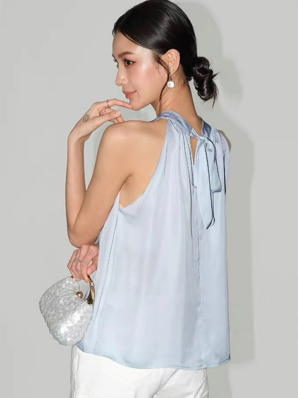 Rosalie Tie Back Halter Neck Flowy Top