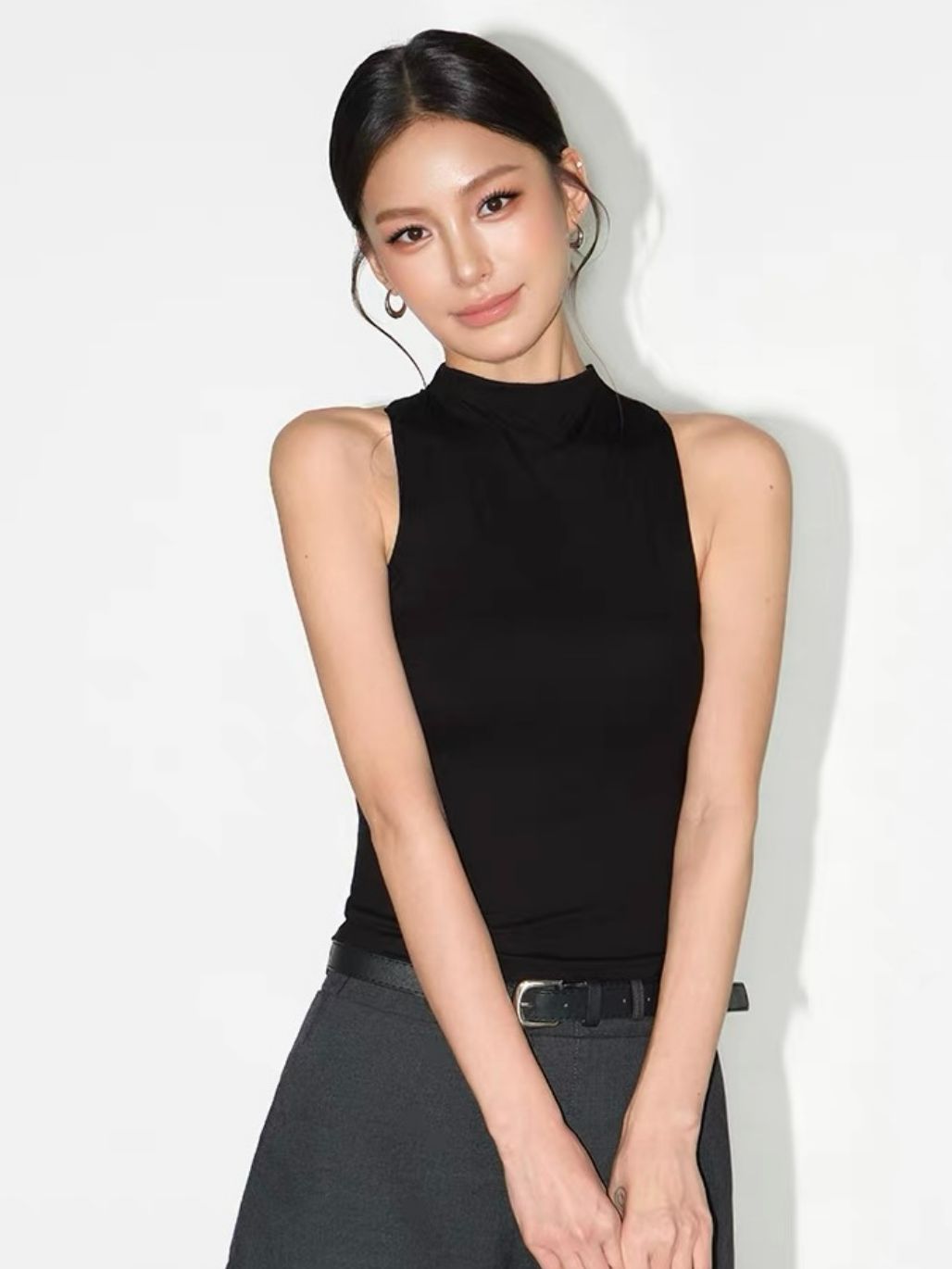 Raelynn High Neck Back Twist Knit Top