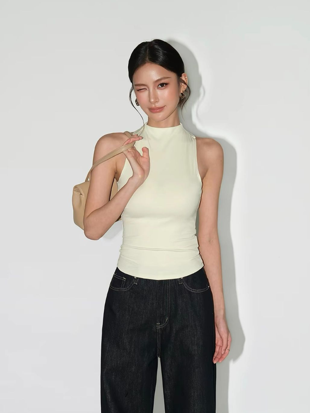 Raelynn High Neck Back Twist Knit Top