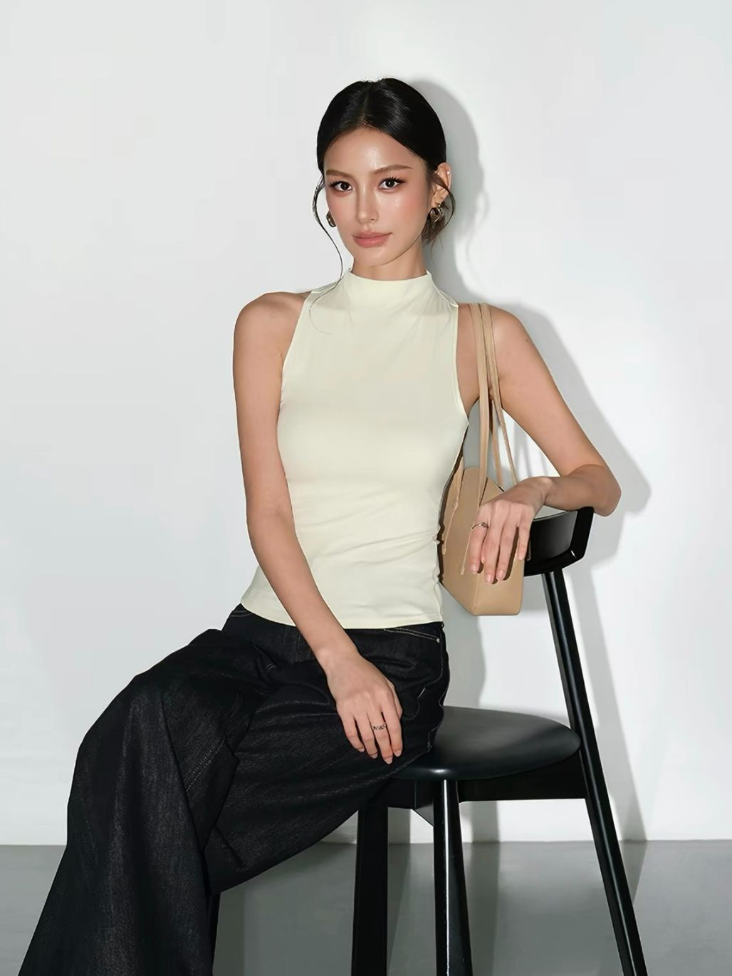 Raelynn High Neck Back Twist Knit Top