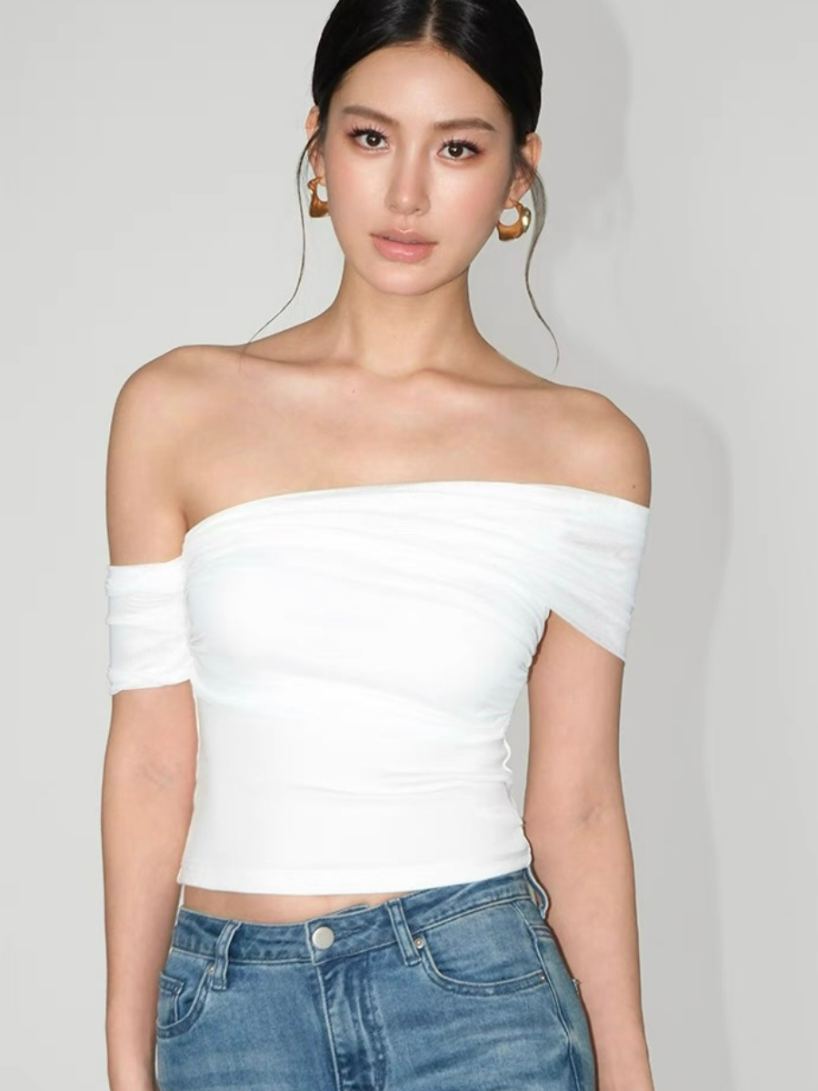 Khloe Asymmetric Shoulder Top
