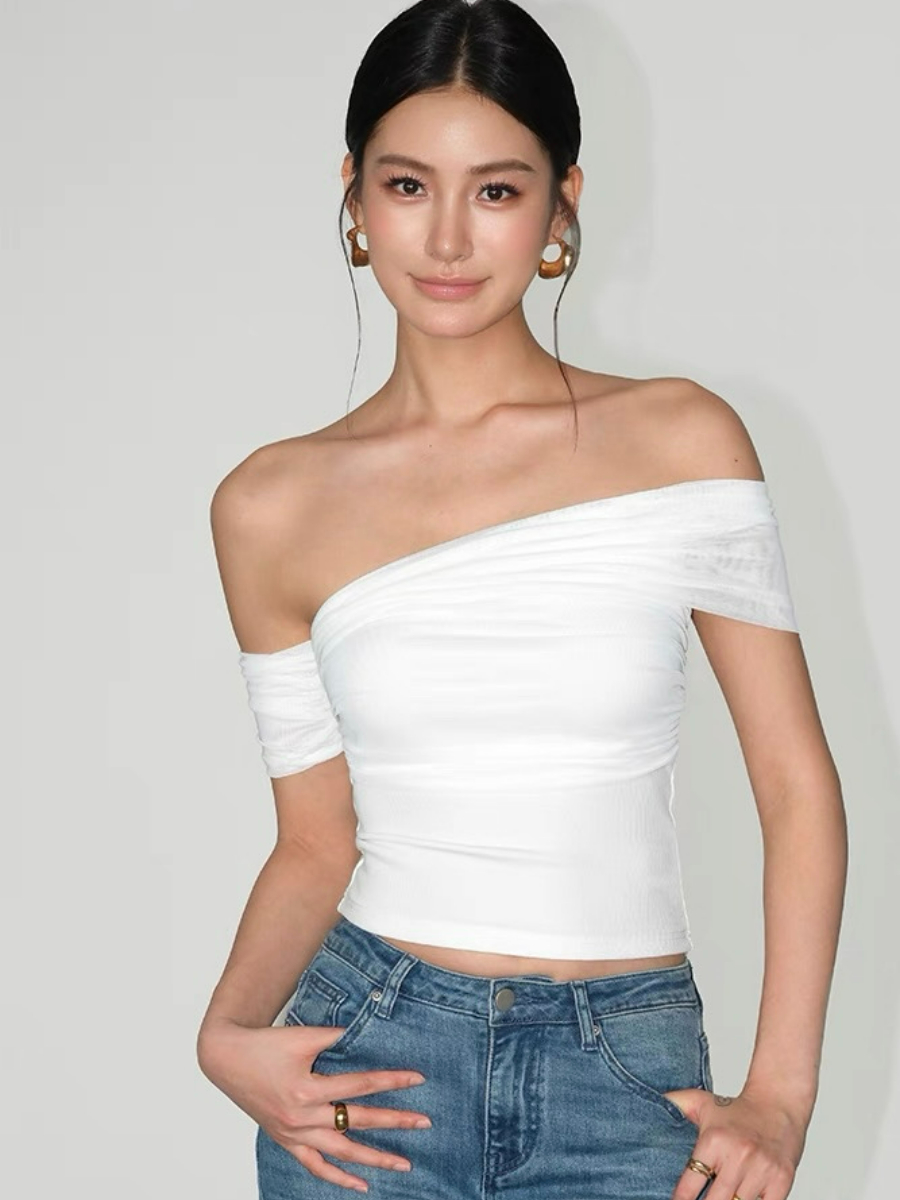 Khloe Asymmetric Shoulder Top