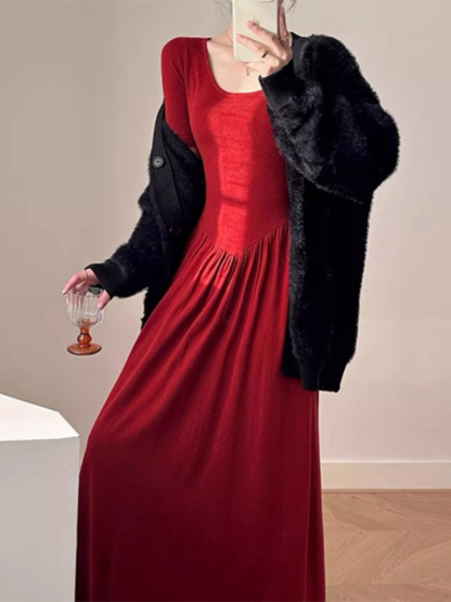 Lya Round Neck Mid Sleeve Maxi Dress