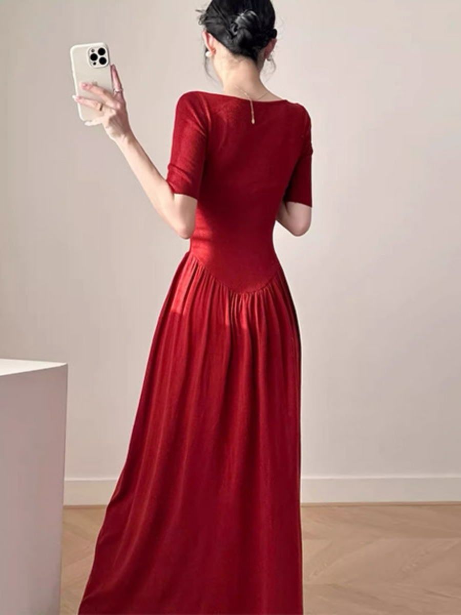 Lya Round Neck Mid Sleeve Maxi Dress