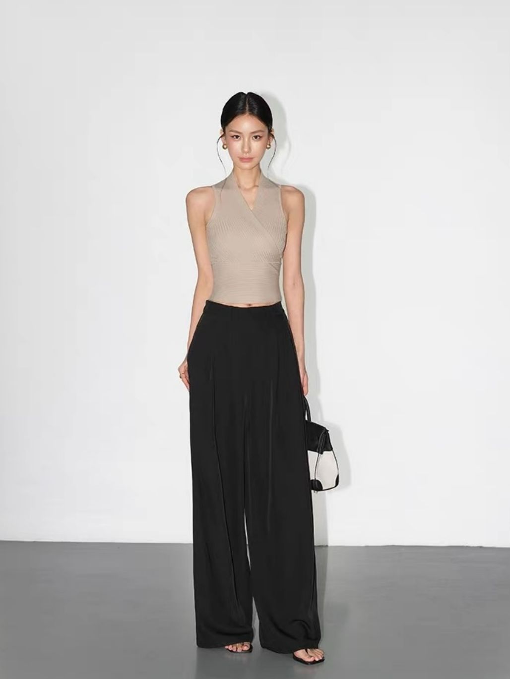 Remi Structured V-Neck Knit Top