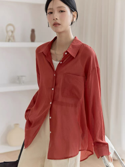 Leo Half Mesh Shirt with Pocket