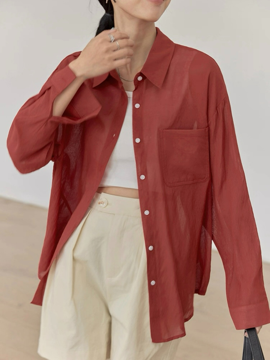 Leo Half Mesh Shirt with Pocket