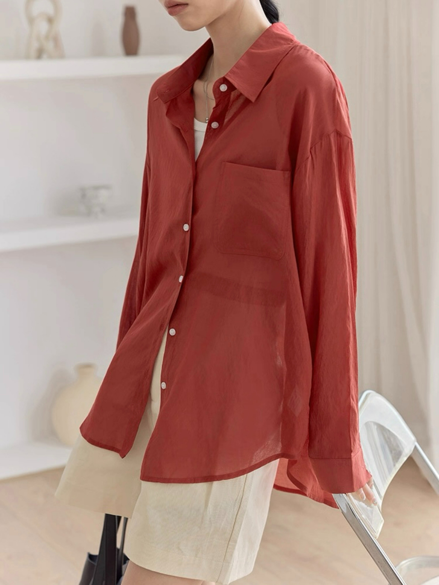 Leo Half Mesh Shirt with Pocket